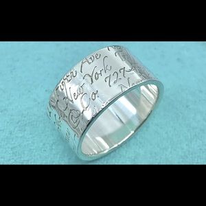 Tiffany & Co. 925 Silver Notes 7th Ave Ring (with original Tiffany & Co. pouch)